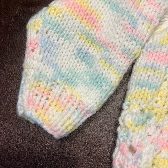 Handmade Baby Girl Knit Cardigan Sweater Ribbon Tie 12 Month Vintage - Picture 4 of 13